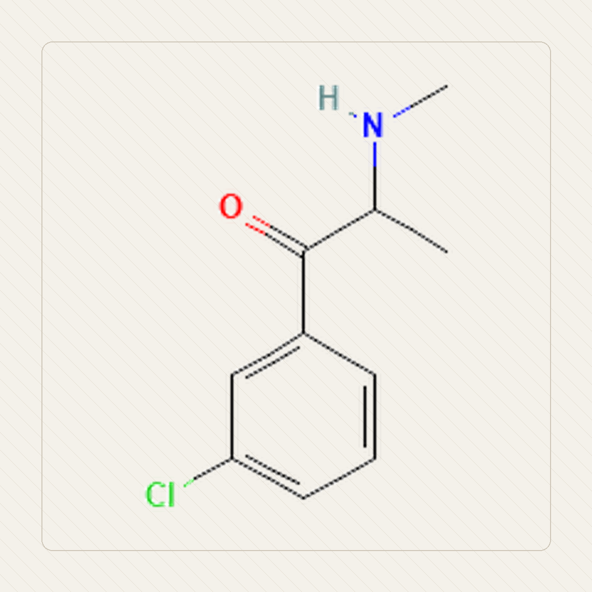3-CMC Klofedron, illustration pédagogique de la structure moléculaire
