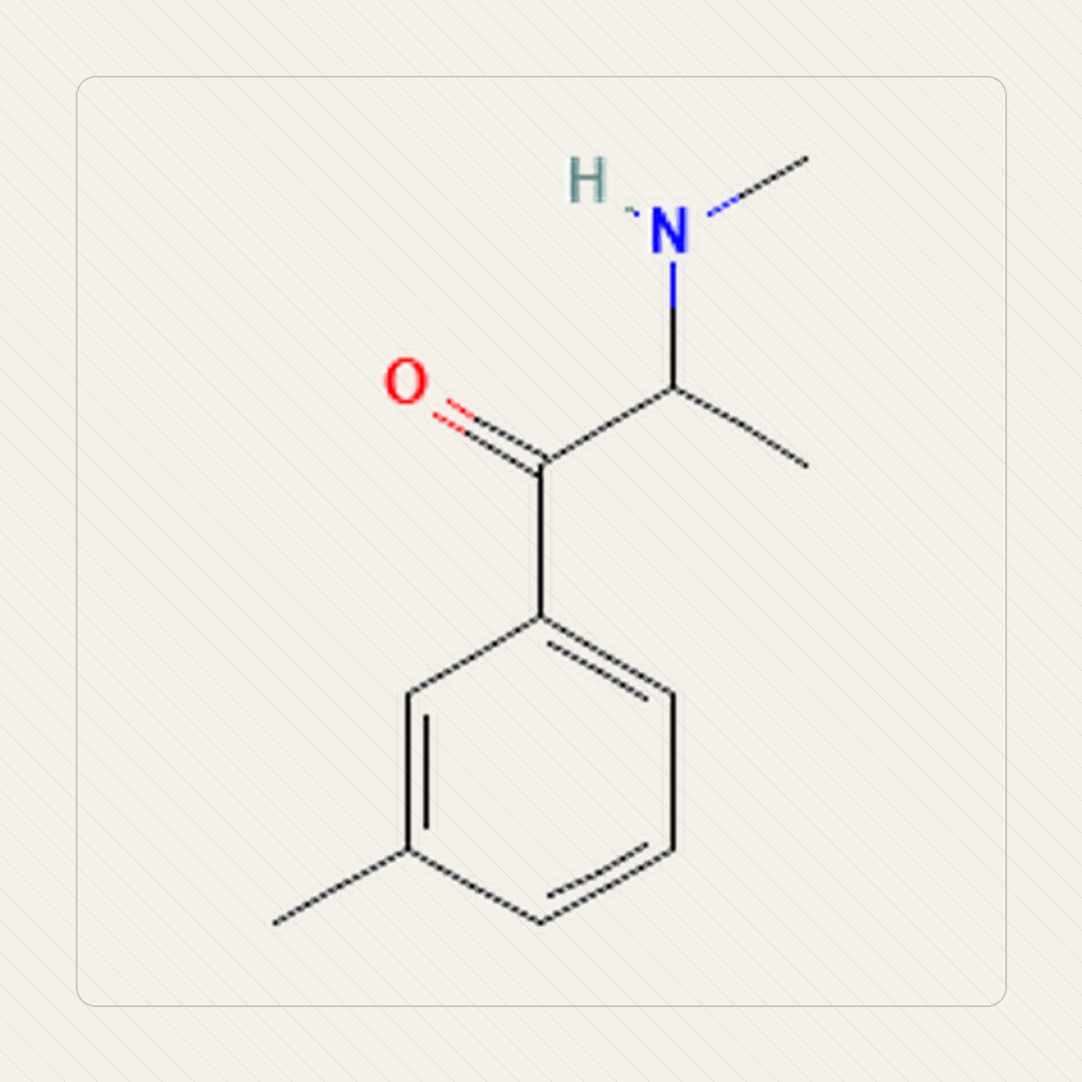 3-MMC 3-metylometkatynon, illustration pédagogique de la structure moléculaire
