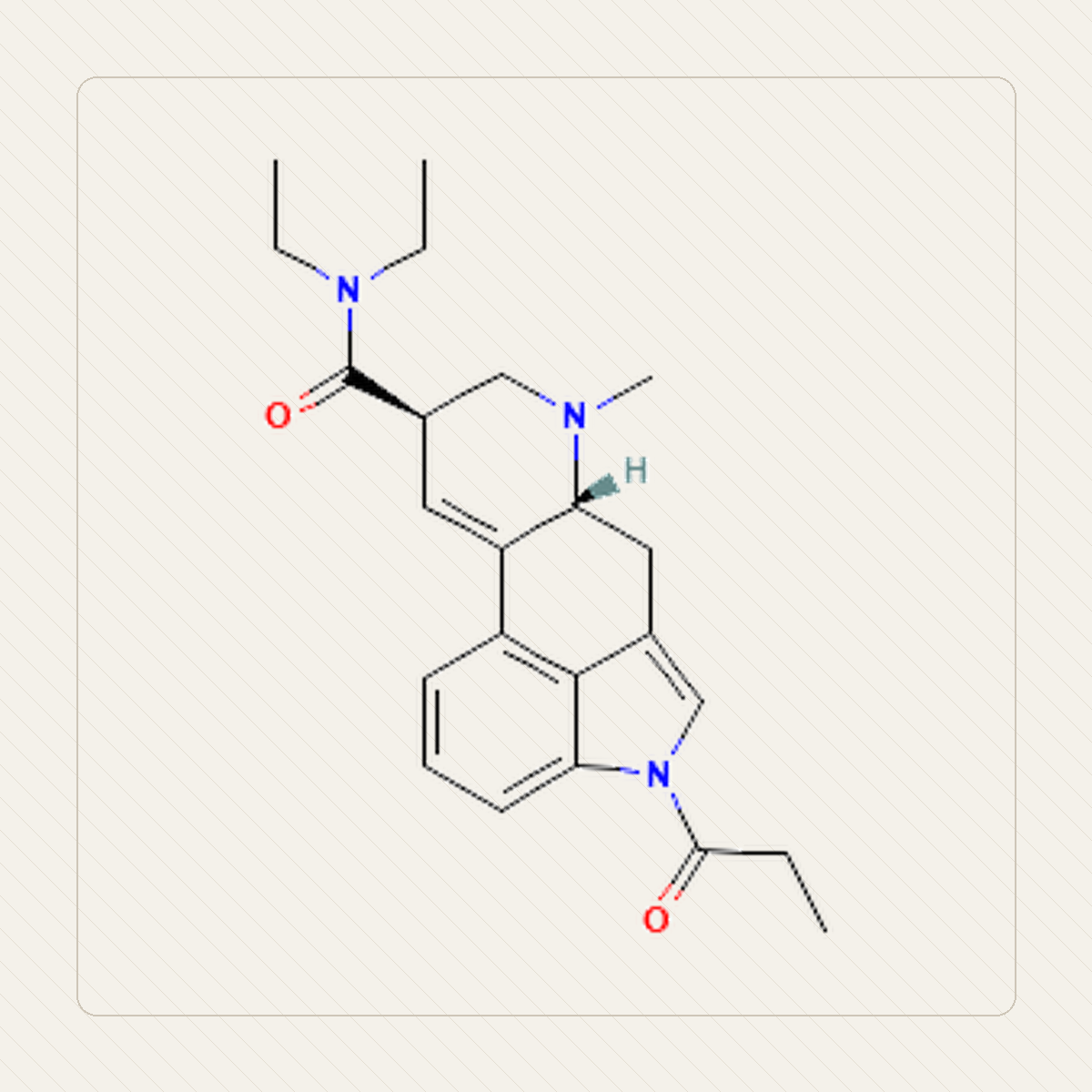 1P-LSD 1-propionylo-LSD, illustration pédagogique de la structure moléculaire