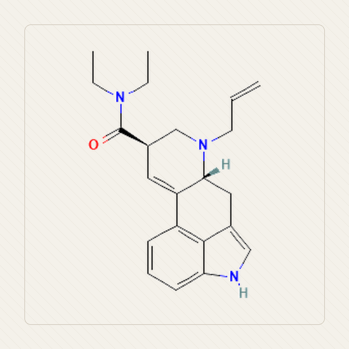 AL-LAD 6-allilo-6-nor-LSD, illustration pédagogique de la structure moléculaire