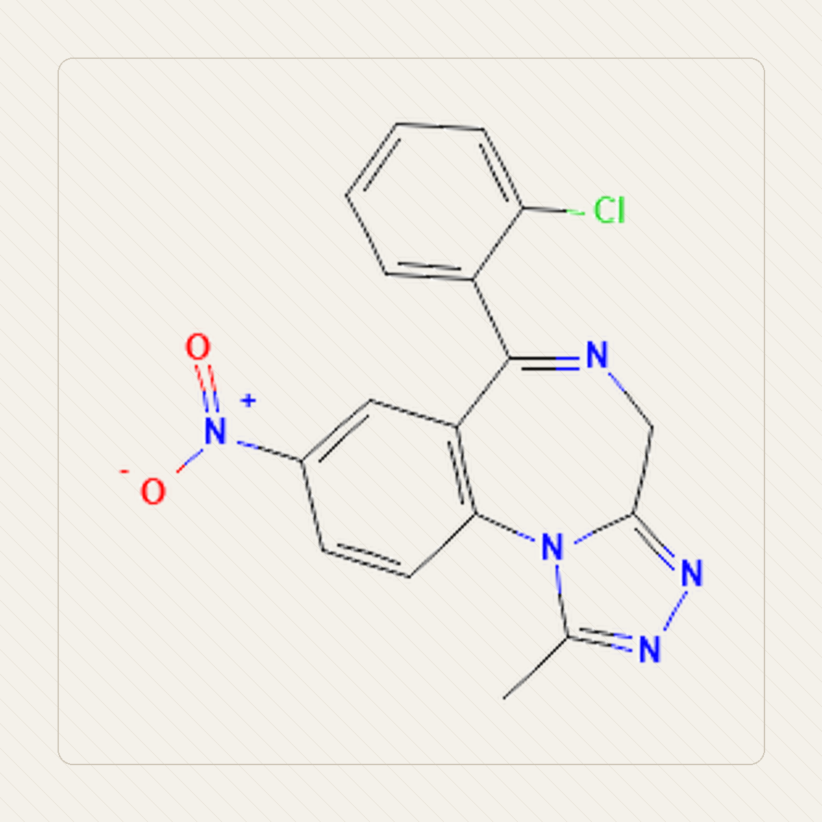 Klonazolam, illustration pédagogique de la structure moléculaire
