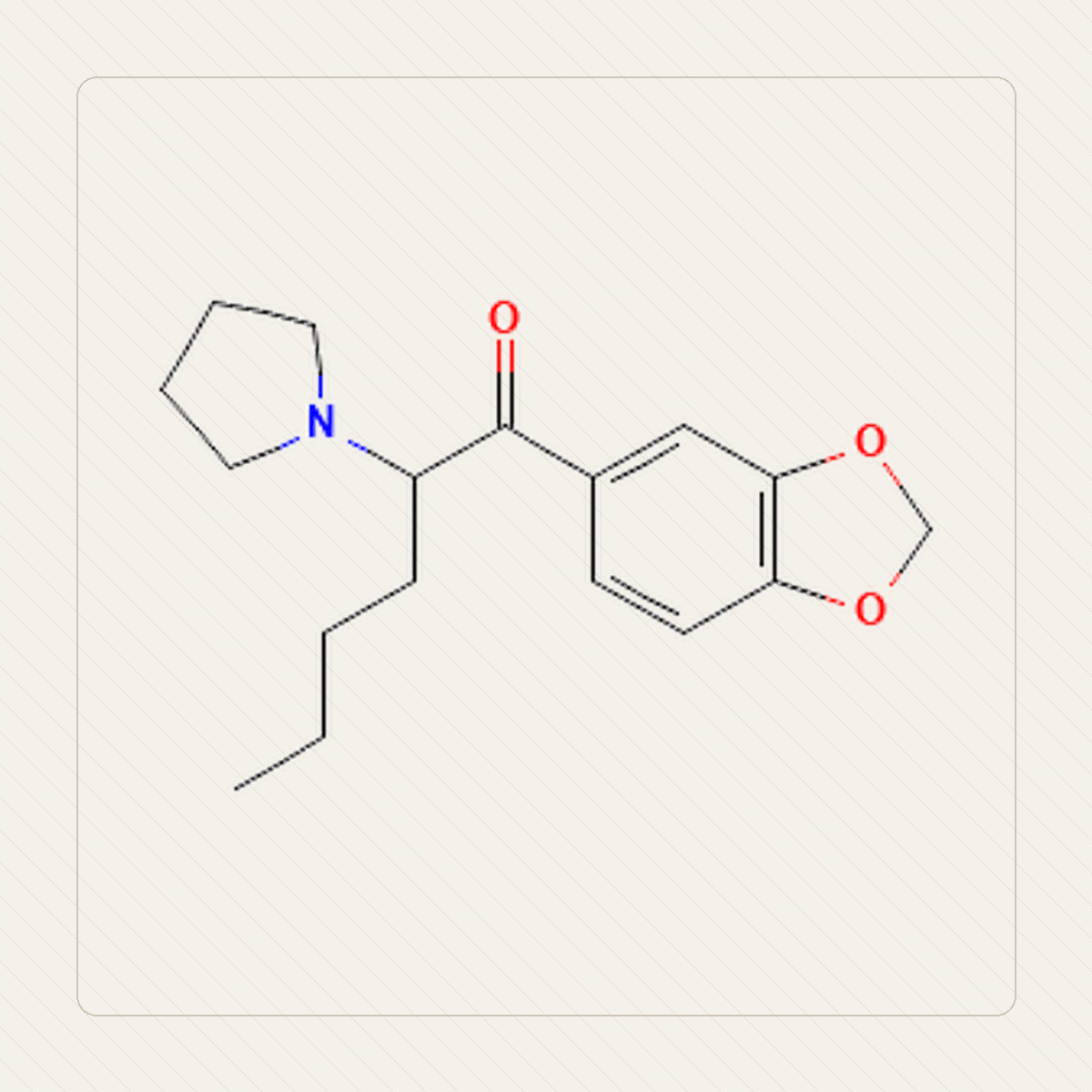 MDPHP 3,4-MDPHP, illustration pédagogique de la structure moléculaire
