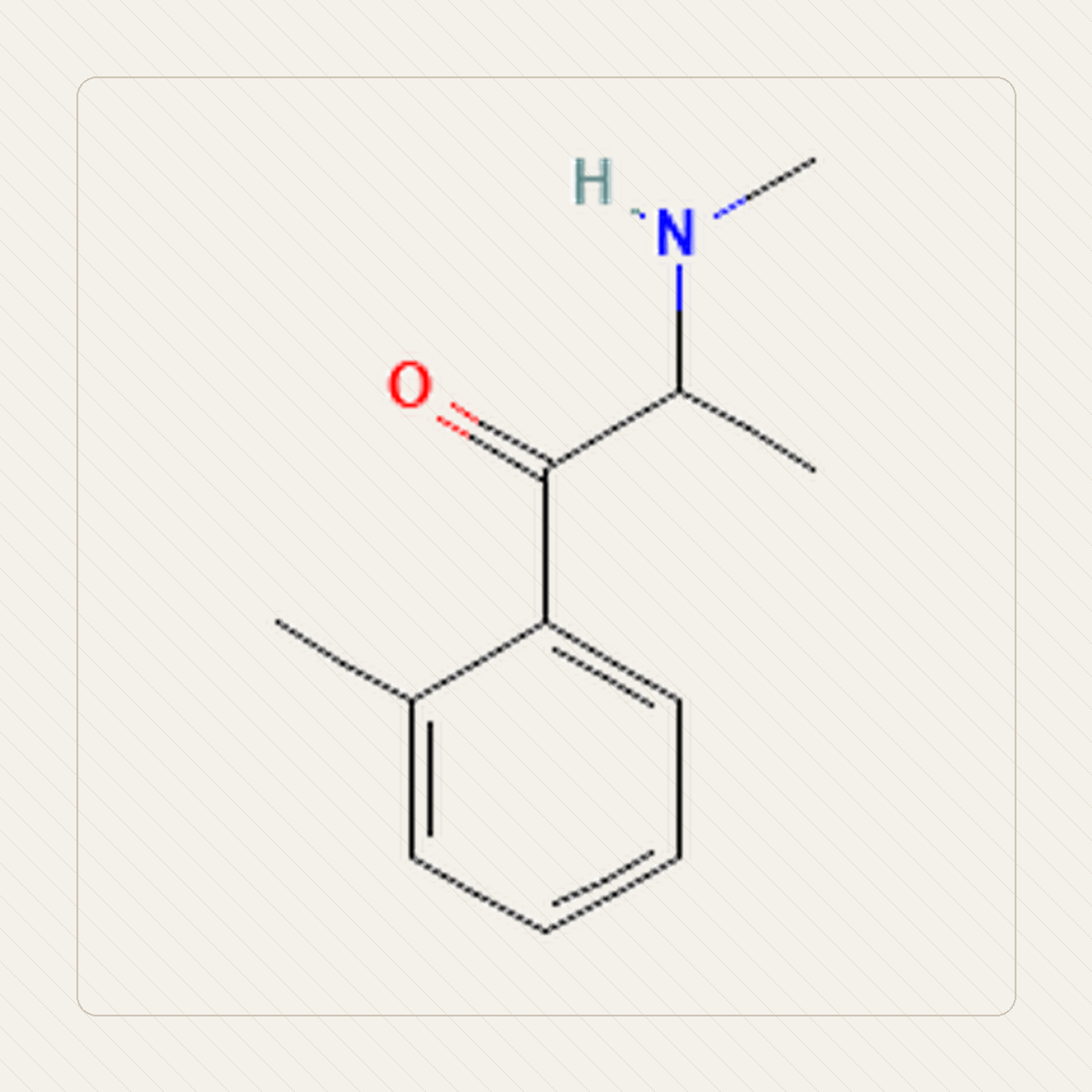 2-MMC 2-metylometkatynon, illustration pédagogique de la structure moléculaire